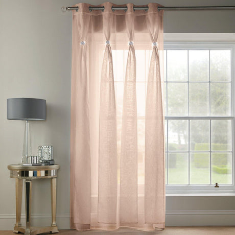 Diana Diamante Eyelet Voile Curtain Panels Blush Voile Curtain Alan Symonds 57'' x 72''  