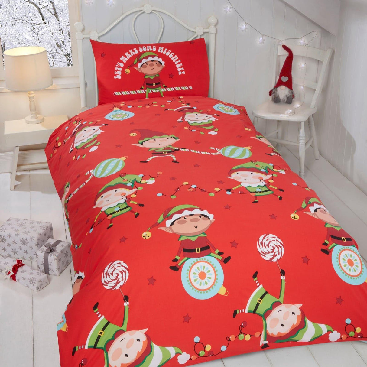 Naughty Elves Christmas Duvet Cover Set Kids Bedding Rapport Toddler  