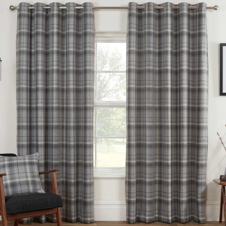 Carnoustie Thermal Blackout Lined Eyelet Curtains Grey Eyelet Curtains Sundour 46'' x 54''  