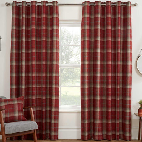 Carnoustie Thermal Blackout Lined Eyelet Curtains Red Eyelet Curtains Sundour 46'' x 54''  