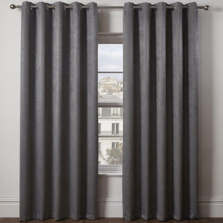 Ambiance Thermal Blackout Eyelet Curtains Charcoal Eyelet Curtains Emma Barclay 46'' x 54''  