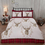 Angus Stag Flannelette Red Duvet Cover Set Duvet Cover Rapport Single  