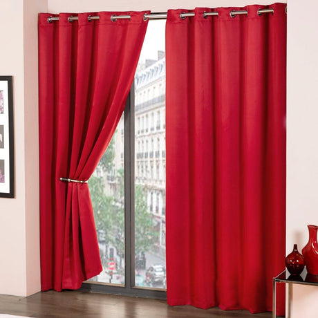 Cali Plain Thermal Blackout Eyelet Curtains Red Eyelet Curtains Emma Barclay 46'' x 54''  