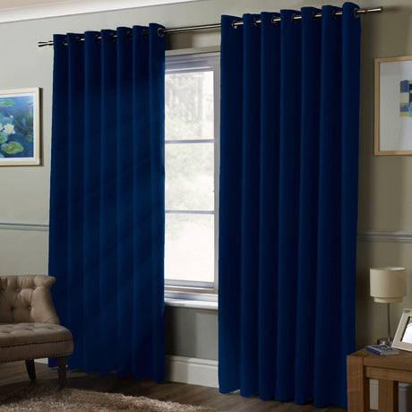 Essential Blackout Eyelet Curtains Navy Eyelet Curtains Alan Symonds 46'' x 54''  