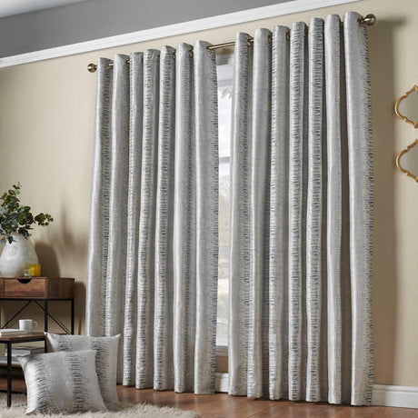 Reflections Jacquard Eyelet Curtains Silver Eyelet Curtains Alan Symonds 46'' x 54''  