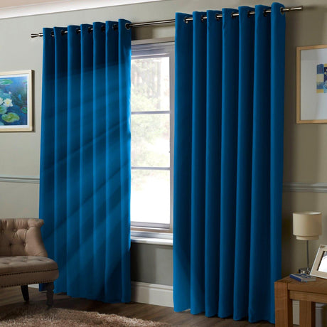 Essential Blackout Eyelet Curtains Blue Eyelet Curtains Alan Symonds 46'' x 54''  