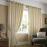 Tivoli Leaf Jacquard Lined Eyelet Curtains Cream Eyelet Curtains Alan Symonds 46'' x 54''  