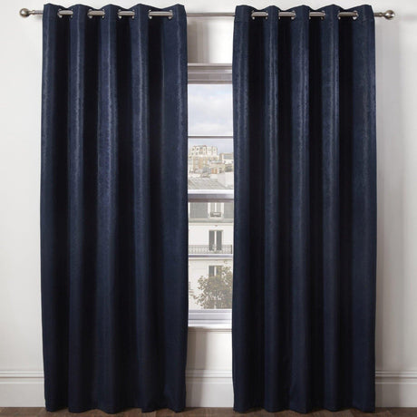 Ambiance Thermal Blackout Eyelet Curtains Navy Eyelet Curtains Emma Barclay 46'' x 54''  