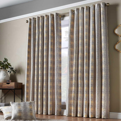 Reflections Jacquard Eyelet Curtains Ochre Eyelet Curtains Alan Symonds 46'' x 54''  