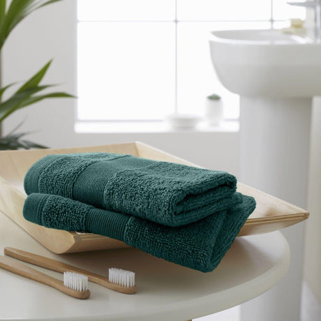 Antibacterial Face Cloth Pair Forest Green Towels Catherine Lansfield   