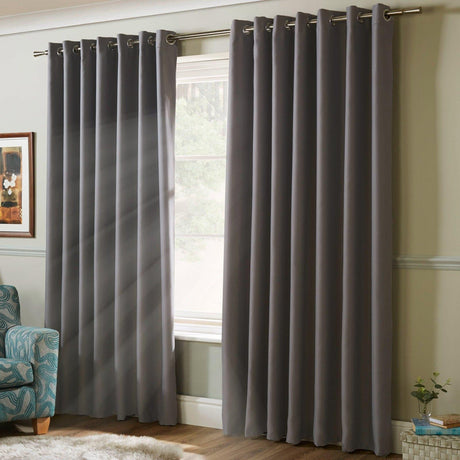 Essential Blackout Eyelet Curtains Silver Eyelet Curtains Alan Symonds 46'' x 54''  