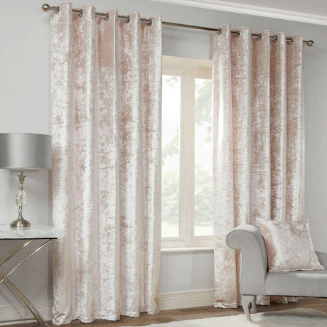 Crushed Velvet Eyelet Curtains Blush Eyelet Curtains Alan Symonds 66'' x 54''  