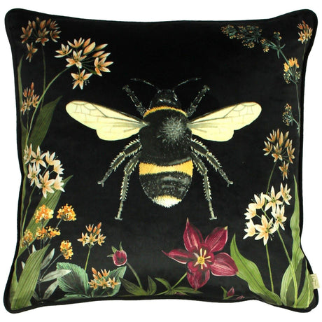 Evans Lichfield Midnight Garden Bee Black Velvet Cushion Cover 43cm x 43cm (17"x17") Cushion Cover Evans Lichfield   