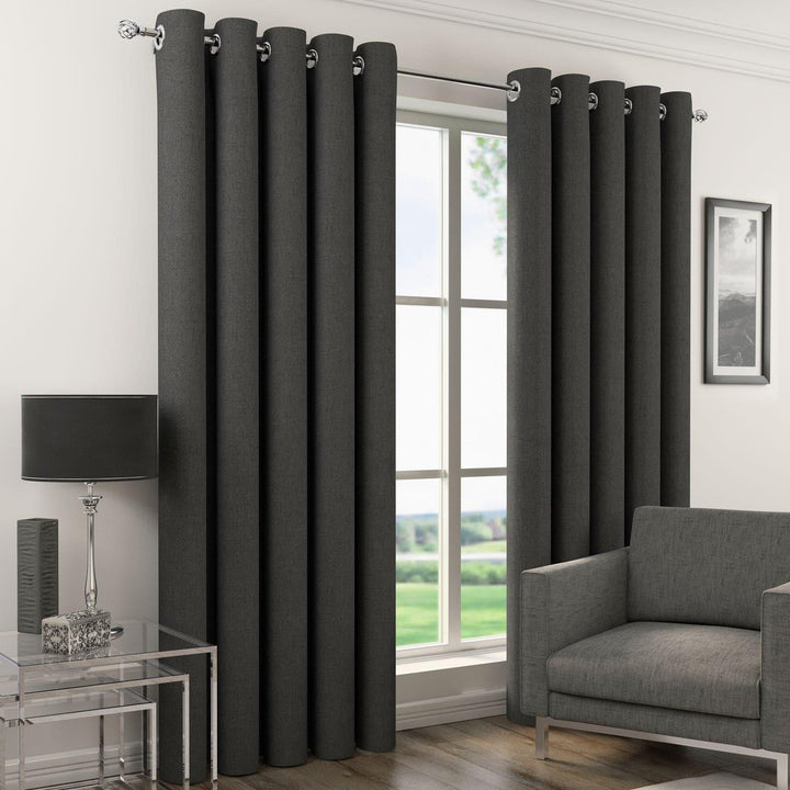 Orion Thermal Blackout Lined Eyelet Curtains Charcoal Eyelet Curtains Filigree 46'' x 54''  