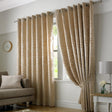 Tivoli Leaf Jacquard Lined Eyelet Curtains Latte Eyelet Curtains Alan Symonds 46'' x 54''  