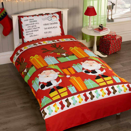 Santa's List Christmas Duvet Cover Set Kids Bedding Rapport Toddler  