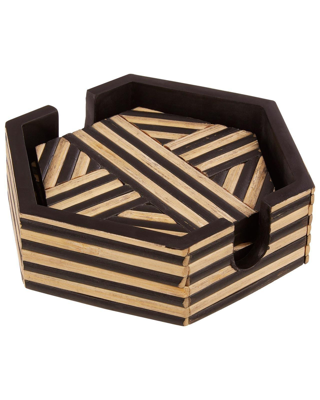 Set of 4 Karina Bamboo Coasters in Holder