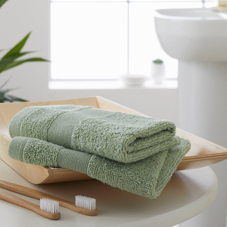 Antibacterial Face Cloth Pair Sage Towels Catherine Lansfield   