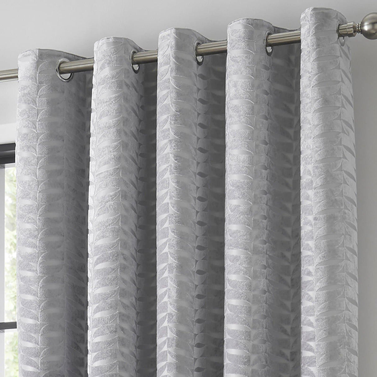 Kendal Geometric Eyelet Curtains Silver Eyelet Curtains Curtina   