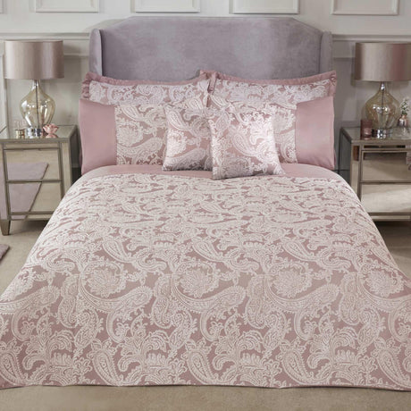 Duchess Paisley Jacquard Blush Pink Duvet Cover Set Duvet Cover Emma Barclay Single  