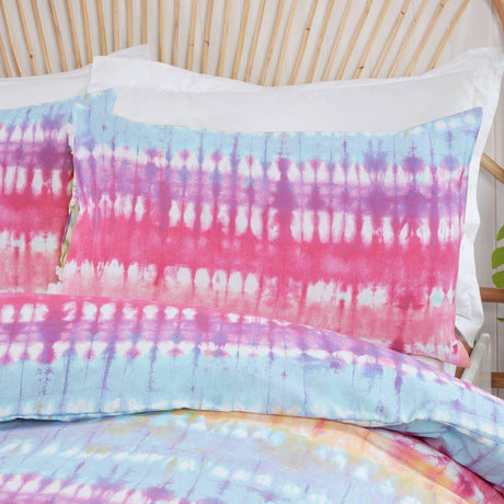 Tie Dye Stripe Print Multicolour Duvet Cover Set Duvet Cover Rapport   