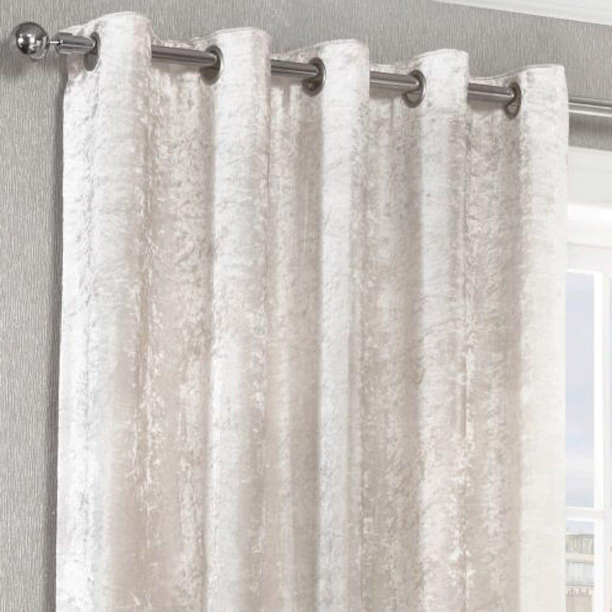 Crushed Velvet Eyelet Curtains Cream Eyelet Curtains Alan Symonds   