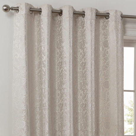 Eden Floral Trellis Jacquard Lined Eyelet Curtains Cream Eyelet Curtains Emma Barclay   