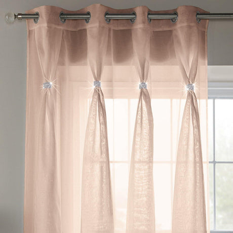 Diana Diamante Eyelet Voile Curtain Panels Blush Voile Curtain Alan Symonds   