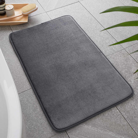 Antibacterial Memory Foam Bath Mat Charcoal Bath Mat Catherine Lansfield   