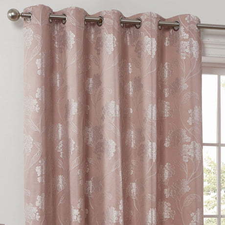 Blossom Floral Jacquard Lined Eyelet Curtains Blush Eyelet Curtains Emma Barclay   