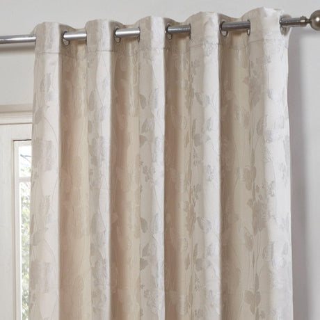 Butterfly Meadow Jacquard Lined Eyelet Curtains Cream Eyelet Curtains Emma Barclay   