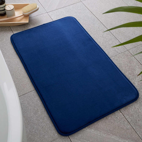 Antibacterial Memory Foam Bath Mat Navy Bath Mat Catherine Lansfield   