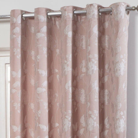 Butterfly Meadow Jacquard Lined Eyelet Curtains Blush Pink Eyelet Curtains Emma Barclay   