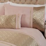 Capri Embellished Diamante Blush Pink & Gold Duvet Cover Set Duvet Cover Rapport   