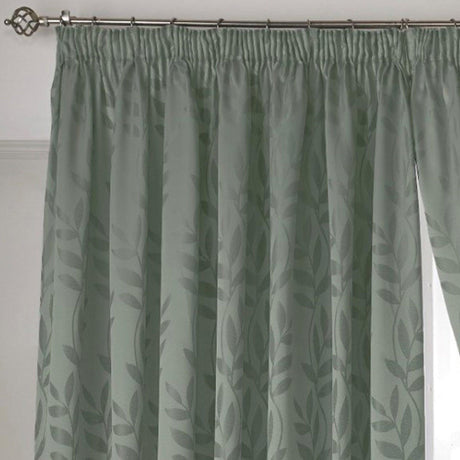 Tivoli Leaf Jacquard Lined Tape Top Curtains Sage Tape Top Curtains Alan Symonds   