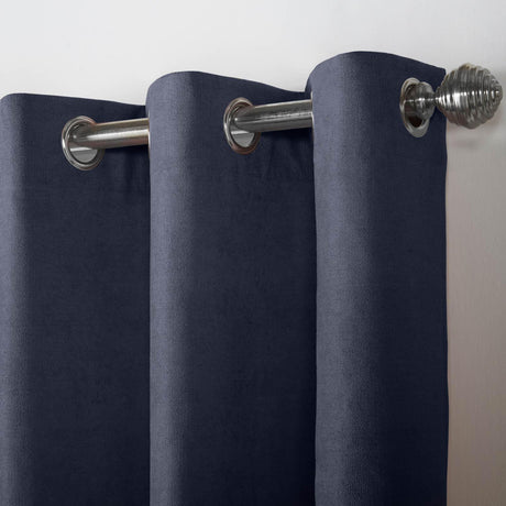 Velvet Chenille Eyelet Curtains Navy Eyelet Curtains Alan Symonds   