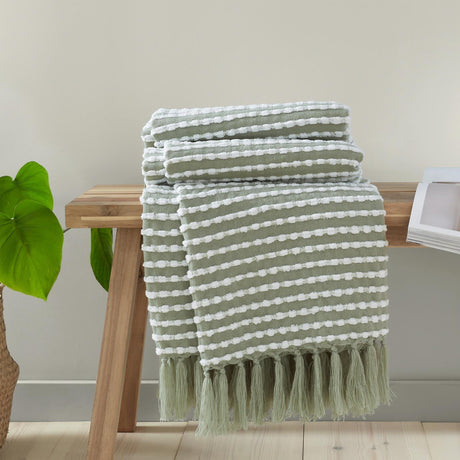 Stab Stitch Tufted Throw Sage Green 120x150cm