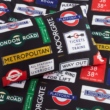 London Underground Signs Reversible Duvet Cover Set Duvet Cover Rapport   