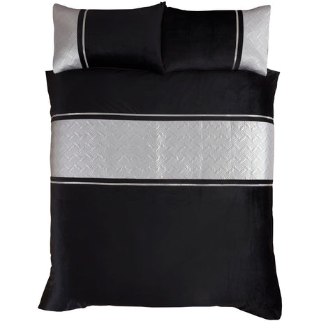 Capri Embellished Diamante Black & Silver Duvet Cover Set Duvet Cover Rapport   