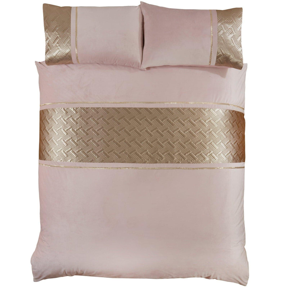 Capri Embellished Diamante Blush Pink & Gold Duvet Cover Set Duvet Cover Rapport   