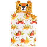 Wild Cats Reversible Orange Duvet Cover Set Kids Bedding Rapport   