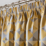 Skandi Geometric Jacquard Lined Tape Top Curtains Ochre Tape Top Curtains Alan Symonds   