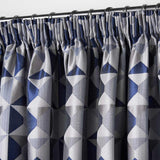 Skandi Geometric Jacquard Lined Tape Top Curtains Navy Tape Top Curtains Alan Symonds   