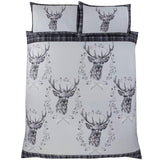 Angus Stag Flannelette Grey Duvet Cover Set Duvet Cover Rapport   