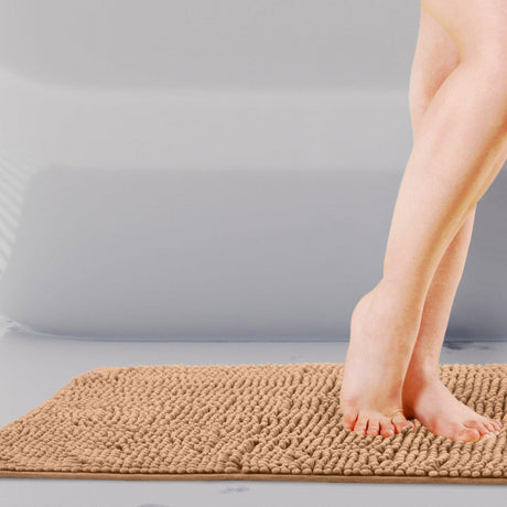 Noodle Non-Slip Chenille Bath Mat Walnut Bath Mat Emma Barclay   