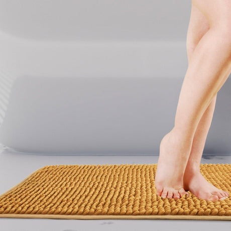 Noodle Non-Slip Chenille Bath Mat Ochre Bath Mat Emma Barclay   