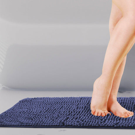 Noodle Non-Slip Chenille Bath Mat Navy Bath Mat Emma Barclay   