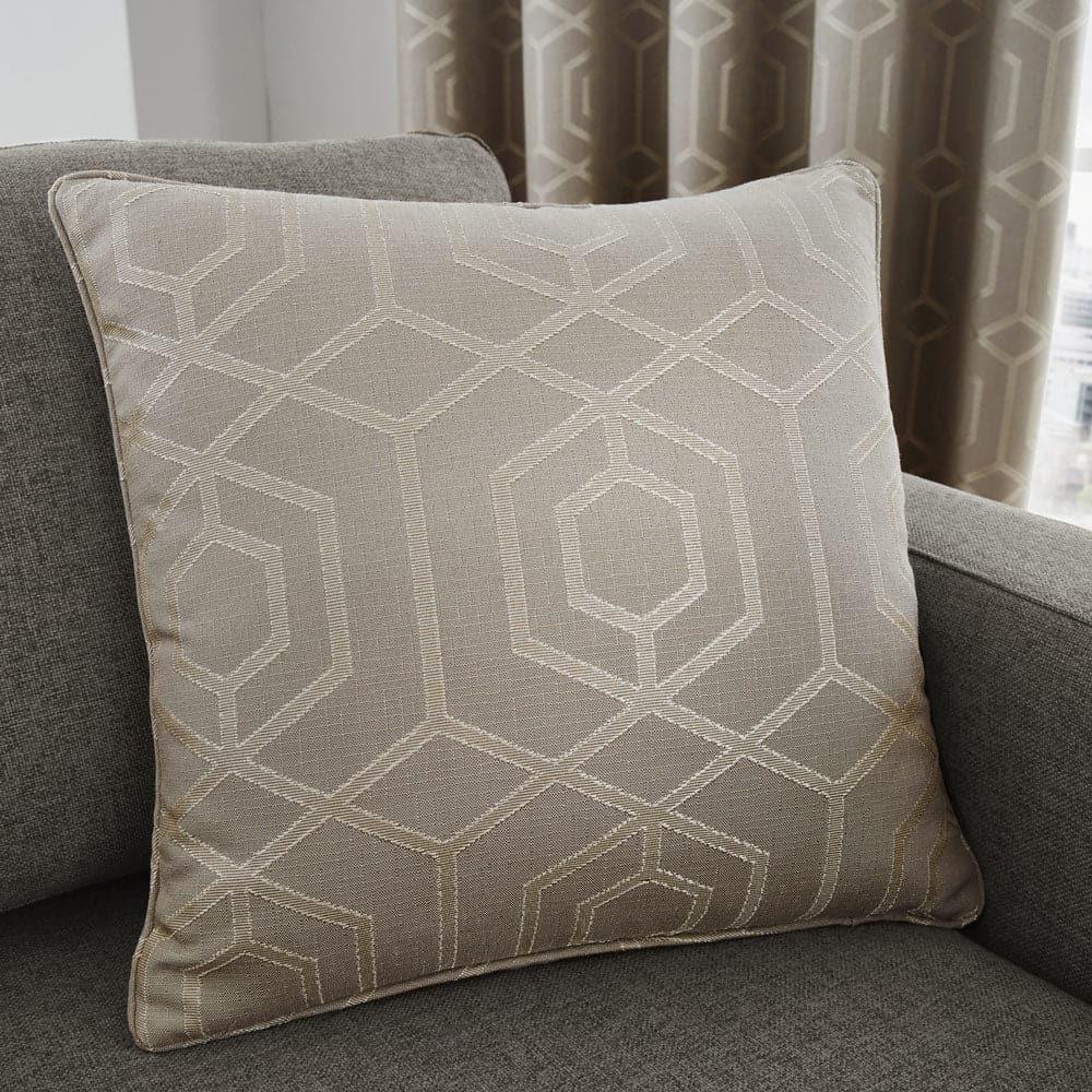 Curtina Camberwell Stone Cushion Cover 43cm x 43cm - Beige Geometric ...