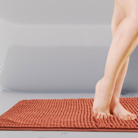 Noodle Non-Slip Chenille Bath Mat Burnt Orange Bath Mat Emma Barclay   