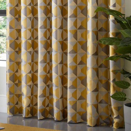 Skandi Jacquard Lined Eyelet Curtains Ochre Eyelet Curtains Alan Symonds   